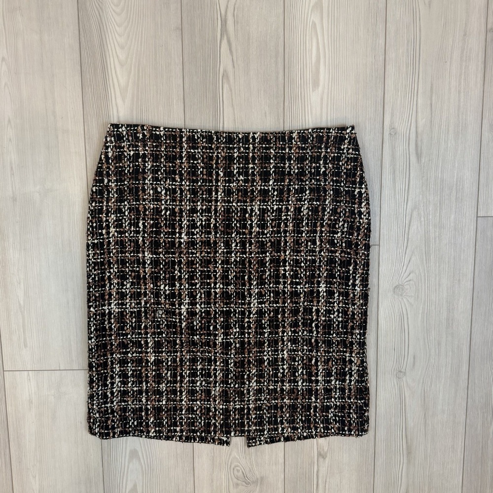 Talbots Tweed Skirt Size 16 Plaid Wool Blend Career Business Casual Lined